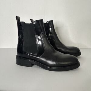 Jeffrey Campbell Womens 9 Black Croc Embossed Chelsea Boots Moto